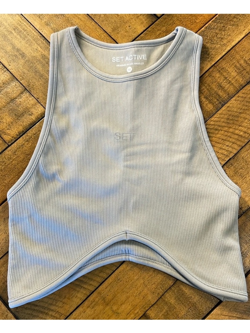 Set Active Sculptflex High Neck Angle Bra Ribbed Crop Medium Taupe